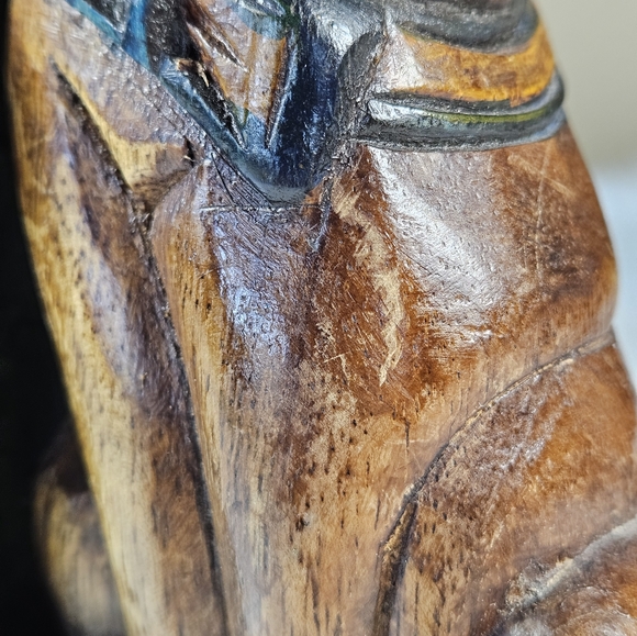 Vintage Hand Carved Heavy Wooden Cat Kitten Bookend Set From Thailand MCM - Picture 5 of 12